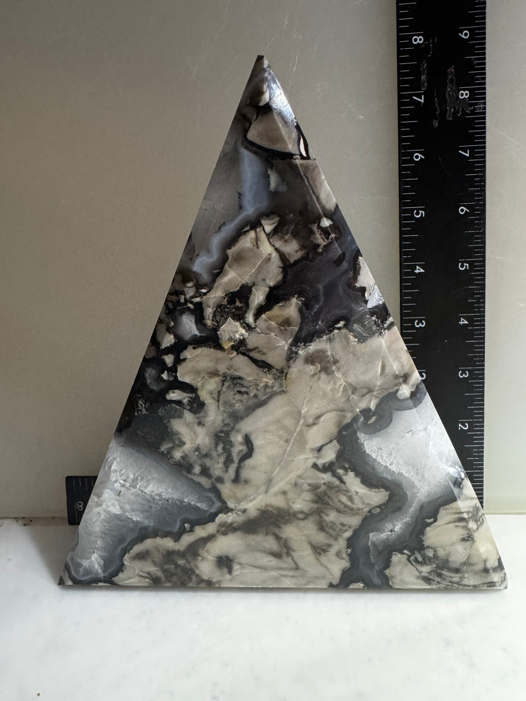 Agate Stone Triangle with Engraved Eye