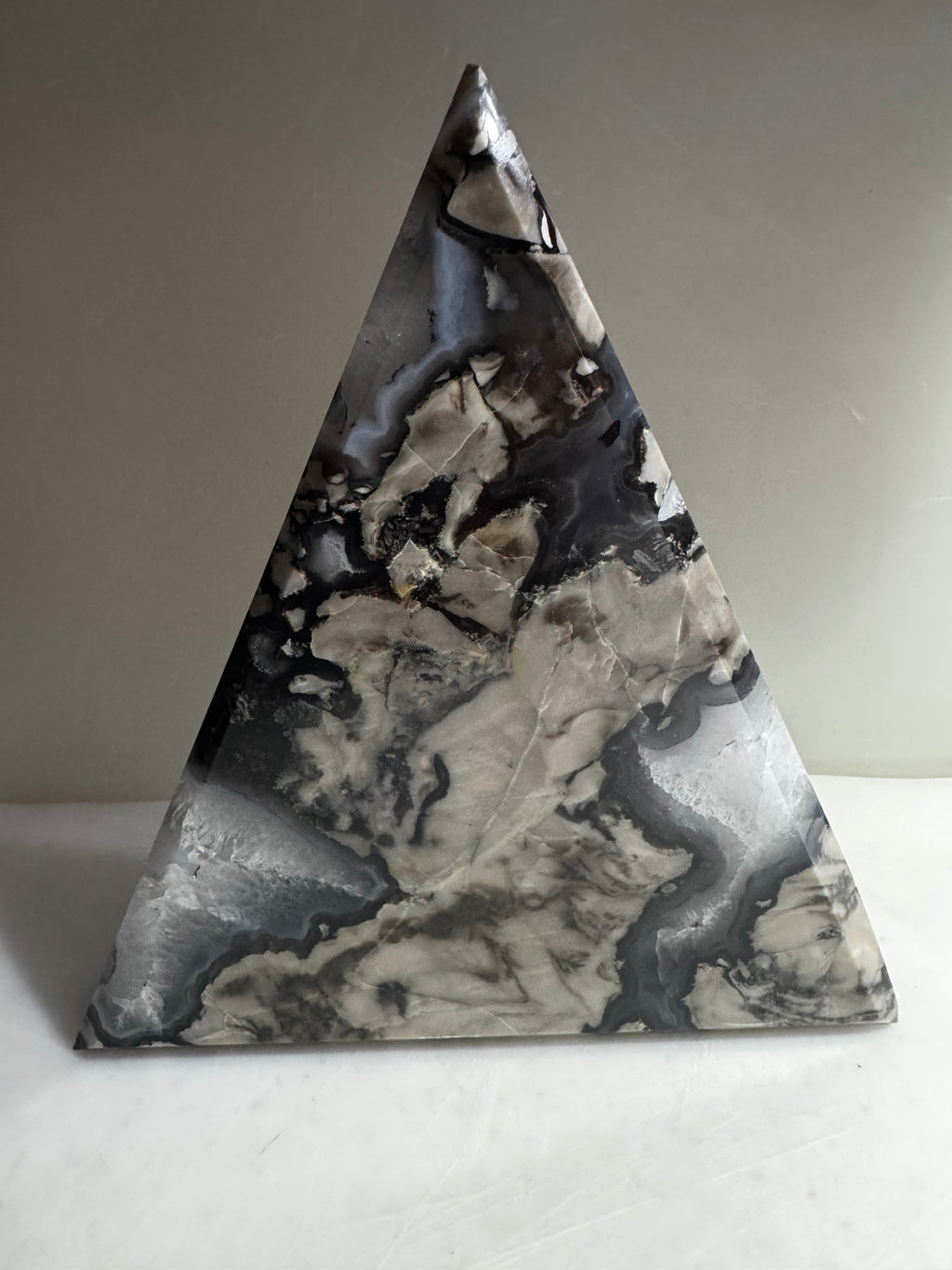 Agate Stone Triangle with Engraved Eye