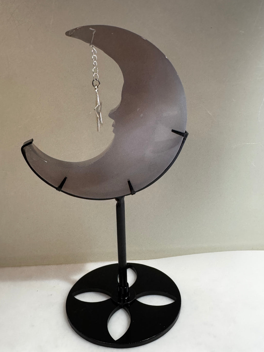 Druzy Agate Crescent Moon Decor with Star Charm and Stand
