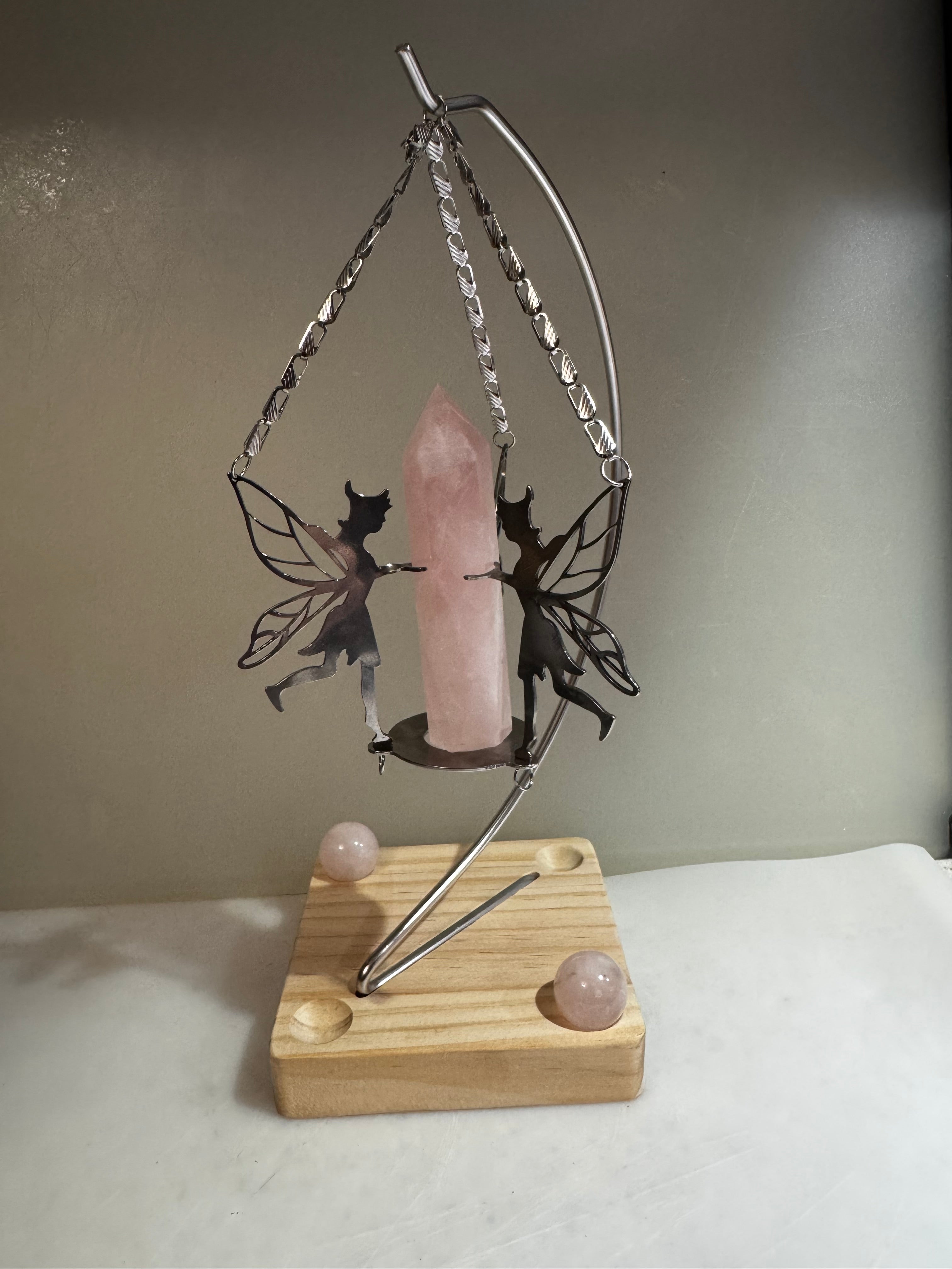 Rose Quartz Fairy Crystal Display