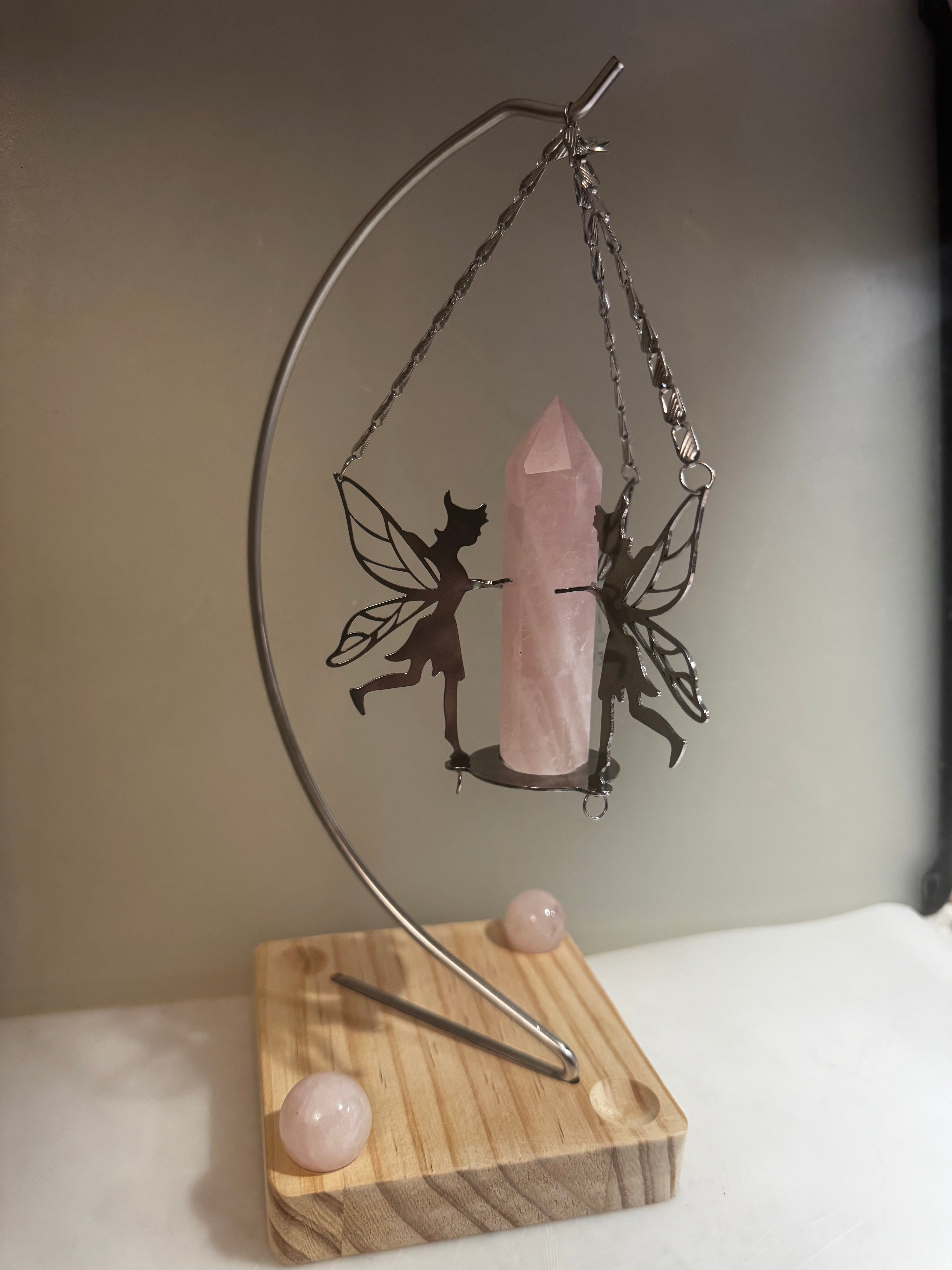 Rose Quartz Fairy Crystal Display