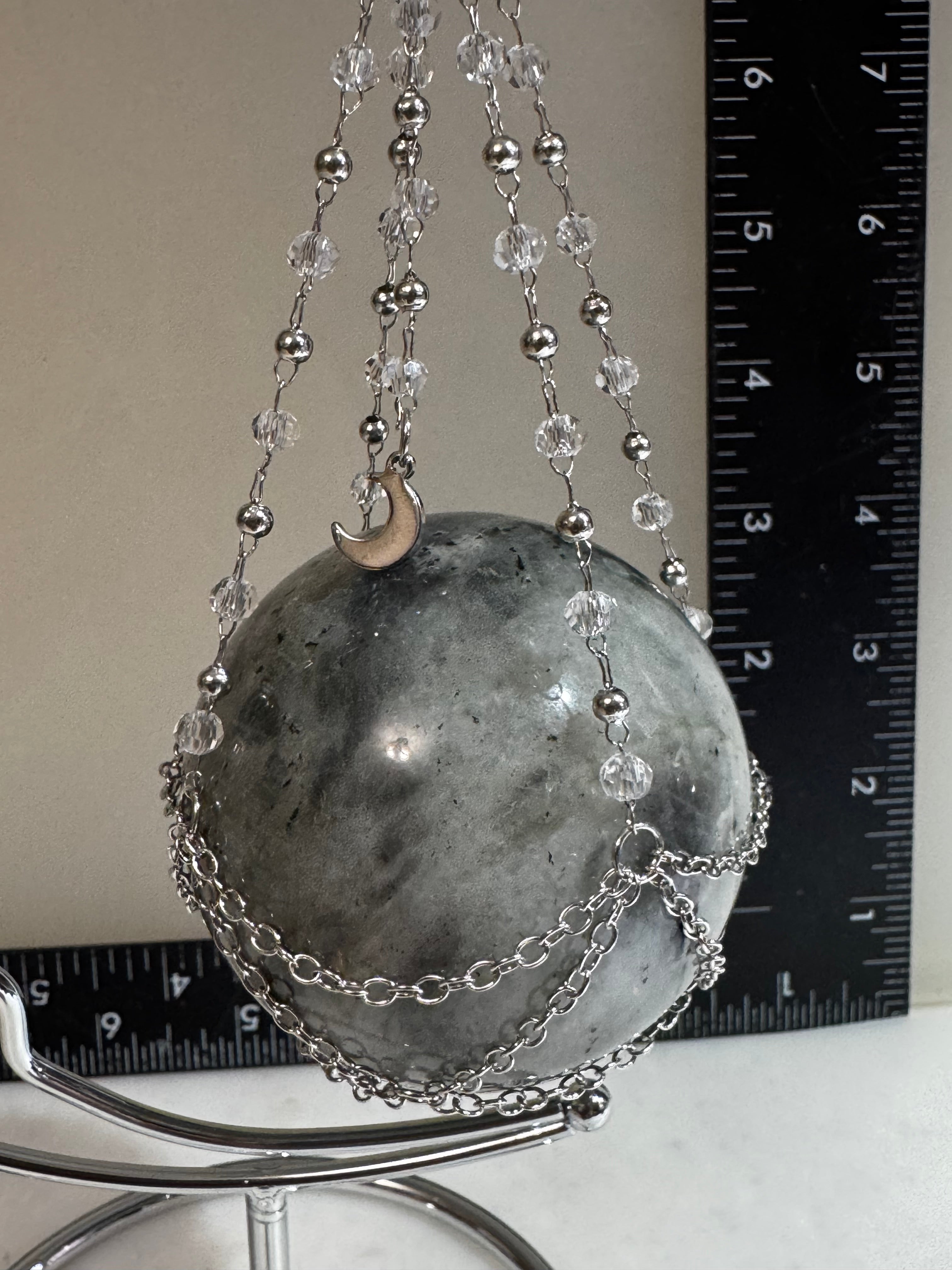 Labradorite Sphere with Crescent Moon Stand