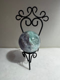Fluorite Crystal Sphere with Black Metal Stand