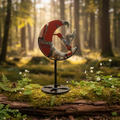 Red Jasper and Moss Agate Hummingbird Moon Sculpture