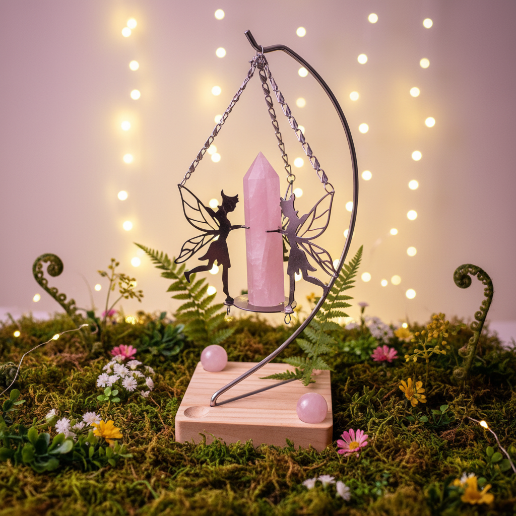 Rose Quartz Fairy Crystal Display