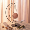 Rose Quartz Sphere with Crescent Moon Hanging Stand